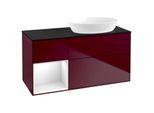 Villeroy und Boch Finion Waschtischunterschrank GA42GFHB 120cm, Abdeckplatte black matt, Emotion, Regale Glossy white lacquer, Peony Matt