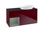 Villeroy und Boch Finion Waschtischunterschrank GA42GMHB 120cm, Abdeckplatte black matt, Emotion, Regale Olive matt lacquer, Peony Matt