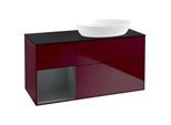Villeroy und Boch Finion Waschtischunterschrank GA42HGHB 120cm, Abdeckplatte black matt, Emotion, Regale Midnight matt lacquer, Peony Matt