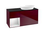 Villeroy und Boch Finion Waschtischunterschrank GA42MTHB 120cm, Abdeckplatte black matt, Emotion, Regale White matt lacquer, Peony Matt