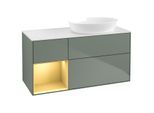 Villeroy und Boch Finion Waschtischunterschrank GA41HFGM 120cm, Abdeckplatte white matt, Emotion, Regale Gold matt lacquer, Olive Matt Lacquer