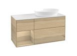 Villeroy und Boch Finion Waschtischunterschrank GA41PCPC 120cm, Abdeckplatte white matt, Emotion, Regale Oak Veneer, Oak Veneer