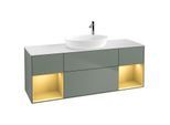 Villeroy und Boch Finion Waschtischunterschrank G981HFGM 160cm, Abdeckplatte white matt, Emotion, Regale Gold matt lacquer, Olive Matt Lacquer