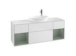 Villeroy und Boch Finion Waschtischunterschrank G981GMMT 160cm, Abdeckplatte white matt, Emotion, Regale Olive matt lacquer, White matt lacquer