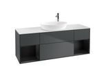 Villeroy und Boch Finion Waschtischunterschrank G981PDHG 160cm, Abdeckplatte white matt, Emotion, Regale Black matt lacquer, Midnight Blue Matt Lacquer