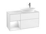 Villeroy und Boch Finion Waschtischunterschrank F921GFGF 120cm, Abdeckplatte white matt, Regale Glossy white lacquer, Glossy white lacquer