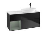 Villeroy und Boch Finion Waschtischunterschrank F921GMPD 120cm, Abdeckplatte white matt, Regale Olive matt lacquer, Black matt lacquer