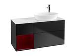 Villeroy und Boch Finion Waschtischunterschrank F921HBPD 120cm, Abdeckplatte white matt, Regale Peony matt lacquer, Black matt lacquer