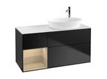 Villeroy und Boch Finion Waschtischunterschrank F921PCPD 120cm, Abdeckplatte white matt, Regale Oak Veneer, Black matt lacquer