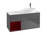 Villeroy und Boch Finion Waschtischunterschrank G921HBGK 120cm, Abdeckplatte white matt, Emotion, Regale Peony matt lacquer, Anthracite matt