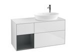 Villeroy und Boch Finion Waschtischunterschrank G921HGMT 120cm, Abdeckplatte white matt, Emotion, Regale Midnight matt lacquer, White matt lacquer
