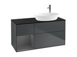 Villeroy und Boch Finion Waschtischunterschrank G922GKHG 120cm, Abdeckplatte black matt, Emotion, Regale Anthracite matt lacquer, Midnight Blue Matt Lacquer