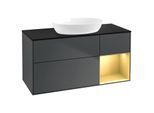 Villeroy und Boch Finion Waschtischunterschrank FA72HFHG 120cm, Abdeckplatte black matt, Regale Gold matt lacquer, Midnight Blue Matt Lacquer