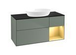 Villeroy und Boch Finion Waschtischunterschrank FA72HFGM 120cm, Abdeckplatte black matt, Regale Gold matt lacquer, Olive Matt Lacquer