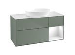 Villeroy und Boch Finion Waschtischunterschrank FA71GFGM 120cm, Abdeckplatte white matt, Regale Glossy white lacquer, Olive Matt Lacquer