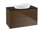 Villeroy und Boch Finion Waschtischunterschrank FA0200GN 100x60,3cm, Abdeckplatte black matt, Walnut veneer