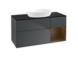 Villeroy und Boch Finion Waschtischunterschrank GA72GNHG 120cm, Abdeckplatte black matt, Emotion, Regale Walnut Veneer, Midnight Blue Matt Lacquer
