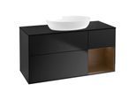 Villeroy und Boch Finion Waschtischunterschrank GA72GNPD 120cm, Abdeckplatte black matt, Emotion, Regale Walnut Veneer, Black matt lacquer