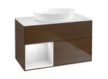 Villeroy und Boch Finion Waschtischunterschrank FA11MTGN 100cm, Abdeckplatte white matt, Regale White matt lacquer, Walnut veneer