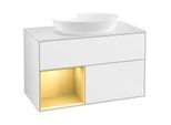 Villeroy und Boch Finion Waschtischunterschrank FA11HFGF 100cm, Abdeckplatte white matt, Regale Gold matt lacquer, Glossy white lacquer