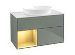 Villeroy und Boch Finion Waschtischunterschrank FA11HFGM 100cm, Abdeckplatte white matt, Regale Gold matt lacquer, Olive Matt Lacquer