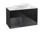 Villeroy und Boch Finion Waschtischunterschrank FA11HGPD 100cm, Abdeckplatte white matt, Regale Midnight matt lacquer, Black matt lacquer