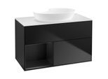 Villeroy und Boch Finion Waschtischunterschrank FA11PDPD 100cm, Abdeckplatte white matt, Regale Black matt lacquer, Black matt lacquer