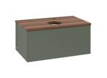 Villeroy und Boch Antao Waschtisch-Unterschrank K30052HL 80x36x50cm, Hahnloch, Waschbeckenplattenfarbe warm walnut, leaf green matt lacquer