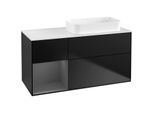 Villeroy und Boch Finion Waschtischunterschrank G681GKPD 120x60,3x50,1cm, Regal links Anthracite matt, Black matt lacquer