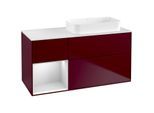 Villeroy und Boch Finion Waschtischunterschrank G681MTHB 120x60,3x50,1cm, Regal links White matt lacquer, Peony Matt