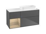Villeroy und Boch Finion Waschtischunterschrank G681PCGK 120x60,3x50,1cm, Regal links Oak Veneer, Anthracite matt