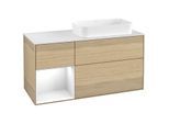 Villeroy und Boch Finion Waschtischunterschrank G681GFPC 120x60,3x50,1cm, Regal links Glossy white lacquer, Oak Veneer