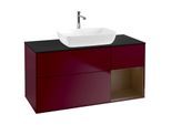 Villeroy und Boch Finion Waschtischunterschrank G832GNHB 120cm, Abdeckplatte black matt, Emotion, Regale Walnut Veneer, Peony Matt
