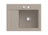 Villeroy und Boch Subway 45 Compact Einbauspüle 331302AM rechts, mit Ablaufgarnitur, Excenterbetätigung, 650 x 510 mm, almond CeramicPlus