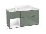 Villeroy und Boch Finion Waschtischunterschrank G701GFGM 120x60,3x50,1cm, Regal rechts Glossy white lacquer, Olive Matt Lacquer
