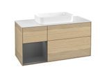 Villeroy und Boch Finion Waschtischunterschrank F701GKPC 120x60,3x50,1cm, Regal links Anthracite matt, Oak Veneer