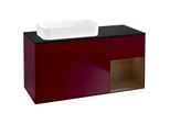 Villeroy und Boch Finion Waschtischunterschrank G692GNHB 120x60,3x50,1cm, Regal rechts Walnut veneer, Peony Matt