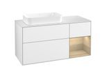 Villeroy und Boch Finion Waschtischunterschrank G691PCGF 120x60,3x50,1cm, Regal rechts Oak Veneer, Glossy white lacquer
