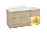 Villeroy und Boch Finion Waschtischunterschrank G691HFPC 120x60,3x50,1cm, Regal rechts Gold matt, Oak Veneer