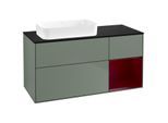 Villeroy und Boch Finion Waschtischunterschrank F692HBGM 120x60,3x50,1cm, Regal rechts Peony, Olive Matt Lacquer