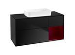 Villeroy und Boch Finion Waschtischunterschrank G712HBPD 120x60,3x50,1cm, Regal rechts Peony, Black matt lacquer