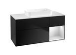 Villeroy und Boch Finion Waschtischunterschrank G711MTPD 120x60,3x50,1cm, Regal rechts White matt lacquer, Black matt lacquer