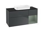 Villeroy und Boch Finion Waschtischunterschrank F712GMHG 120x60,3x50,1cm, Regal rechts Olive Matt Lacquer, Midnight Blue Matt Lacquer