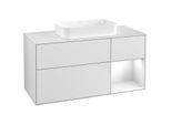 Villeroy und Boch Finion Waschtischunterschrank F711GFMT 120x60,3x50,1cm, Regal rechts Glossy white lacquer, White matt lacquer