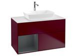 Villeroy und Boch Finion Waschtischunterschrank G771HGHB 100cm, Abdeckplatte white matt, Emotion, Regale Midnight matt lacquer, Peony Matt