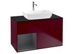 Villeroy und Boch Finion Waschtischunterschrank G772HGHB 100cm, Abdeckplatte black matt, Emotion, Regale Midnight matt lacquer, Peony Matt