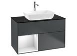 Villeroy und Boch Finion Waschtischunterschrank G772MTHG 100cm, Abdeckplatte black matt, Emotion, Regale White matt lacquer, Midnight Blue Matt Lacquer