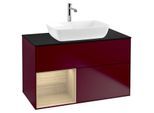 Villeroy und Boch Finion Waschtischunterschrank G772PCHB 100cm, Abdeckplatte black matt, Emotion, Regale Oak Veneer, Peony Matt