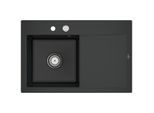 Villeroy und Boch Subway Style 45 Flat Einbauspüle 334802R7 links, mit Ablaufgarnitur, Excenterbetätigung, pure black, 78 x 51 cm
