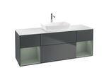 Villeroy und Boch Finion Waschtischunterschrank F861GMHG 160cm, Abdeckplatte white matt, Regale Olive matt lacquer, Midnight Blue Matt Lacquer
